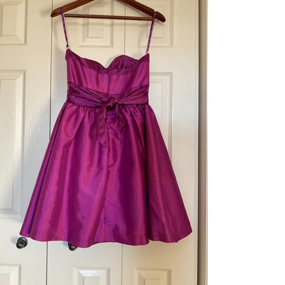 Magenta pink strapless party prom grad formal dress - Picture 3 of 4